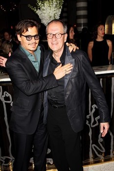 LONDON, ENGLAND - MAY 12:  (UK TABLOID NEWSPAPERS OUT) Johnny Depp and Geoffrey Rush attend the UK premiere afterparty of "Pirates Of The Caribbean: On Stranger Tides" at Massimo Restaurant and Oyster Bar on May 12, 2011 in London, England.  (Photo by Dave Hogan/Getty Images)